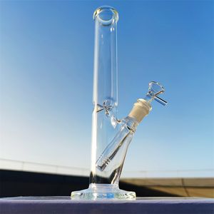 2023 New 12 Inches Heady Bong Straight Slim Clear Glass Water Pipe Bongs Hookah Smoking Beaker Bong Bubbler 14MM Bowl And Stem