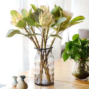 Dekorativa blommor 1 datorer stora konstgjorda Afrika Protea Cynaroides Silk King grenar Fake Flores for Home Decoration Plants Table Accessorie