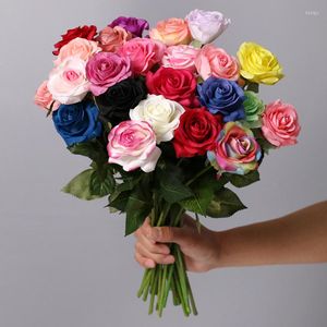 Kwiaty dekoracyjne kolorowe sztuczne długie gałąź jedwabna róża bukiet Fake Flower Home Work wystrój ślubny impreza DIY DIY