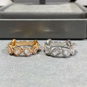 925 sterling Silver Rings for Women Wedding Ring 18k Rose Gold Diamond Diseal New