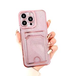 Transparente Glitzer Bling Brieftasche Kartenhalter Handyhülle für iPhone 14 Plus 13 12 11 Pro Max Soft Cover