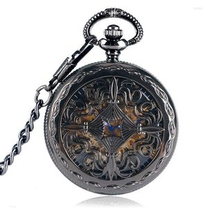 Zegarki kieszonkowe Hollow Automatyczne zegarek mechaniczny steampunk phoenix case arabs