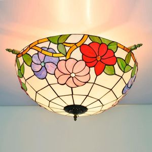 Luzes de teto 55cm de vidro criativo de cor criativo pequena sala de estar de jantar de quarto arte meia lâmpada Tiffany Morning Glory