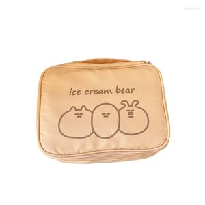 Cosmetic Bags Hand Bag Japanese And Korean Cartoon Bear Print Canvas Handbag Daily Necessities Storage Large Capacity