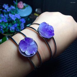 Armreif mit natürlichem violettem Kristall-Cluster-Armband, Stein-Inlay-Ornamenten