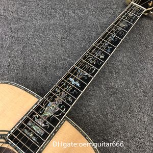 Guitarra personalizada de fábrica, tampo de abeto sólido, escala de ébano, laterais e costas de jacarandá, violão super luxuoso de 41 