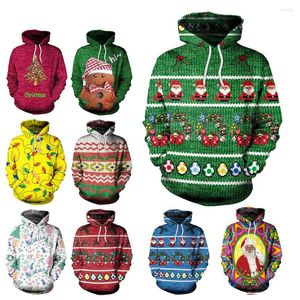 Men's Sweaters Men Women Ugly Christmas Sweater 3D Funny Santa Jumper Autumn Winter Hooded Sweatshirts Party Year Xmas Clothing