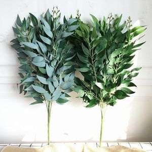 Künstliche Weidenblätter, grün, weiß, künstliche Pflanzen, DIY, künstlicher Blumenstrauß, künstliches Laub für Zuhause, Hochzeit, Wald, Party-Dekoration