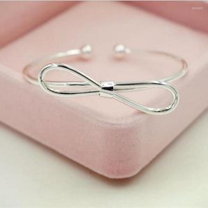 Bangle Silver Plated Jewelry Bracelet Female Simple Fashion Open Bow Girlfriend Gift Bracelets SB67