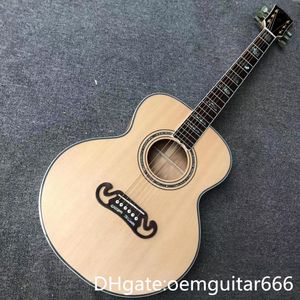 Fabriksanpassad gitarr, solid gran topp, palisander, sparvlönbror och rygg, 38-tums högkvalitativ jumbo akustisk gitarr