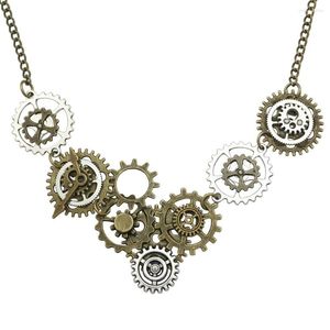 Hänge halsband vintage guld silver pläterad klockklocka Klocka Hand Gear Cog Steampunk Punk Chain Halsband smycken män kvinnor