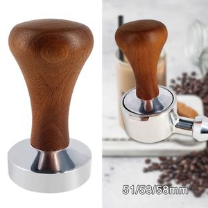 Tampers Kaffeewerkzeugverteiler Pulverhammer Pressen 51 mm/53 mm/58 mm Holzgriff Espressodruck 230211