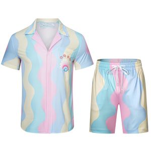 2023 Mens Casual Tracksuits Men Shirt and Shorts Set New Summer Casual Printed Hawaiian Shirt Short Male Printing Dress Suit Sets Plus