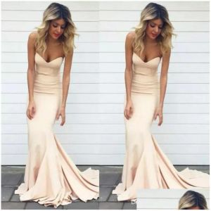 Champagne Evening Dresses Sleeveless Mermaid Sweetheart Neckline Sweep Train Satin Plus Size Pleats Prom Gown Formal Custom Vestidos