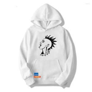 Herrtröjor 2023 vinterpunk pojke tryck fleece män huva tröja damer streetwear roligt svart hoodie