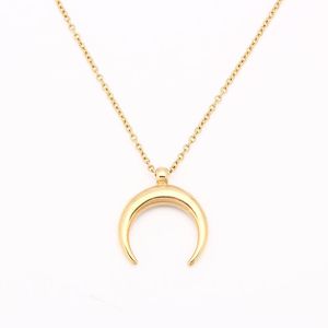 Pendant Necklaces Stainless Steel OX Horn Crescent Half Moon Necklace Gifts For Women/girlfriend Femme Collare Mujer Bijoux Collar