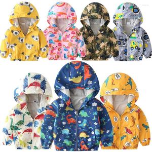 Jackets 2023 Boys Jacket Kids Clothes Baby Autumn Long Sleeve Cartoon Outerwear Coats Zipper Windbreaker White Flower Hoodie