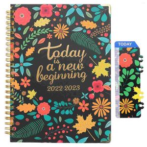 Planner Kalendarz Daily Notebook Journal 2023 Notatnik spiralny biurko przewodowe cotygodniowe miesięczne pisanie