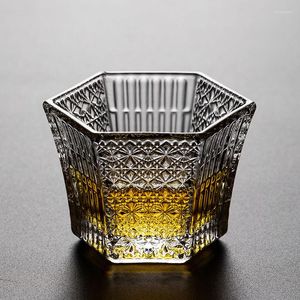 Wine Glasses Japanese Hexagonal Crystal Glass Tea Cup Whiskey Sake Single Master