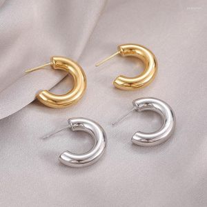 Stud Earrings Solid C-shaped French Ins Cool Wind Circle Women's Net Red Versatile Premium