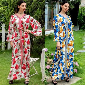 Roupas étnicas mulheres muçulmanas vestido hijab dubai abaya impressão kaftan túnica islâmica jilbab long maxi partido do partido árabe peru marrocos vestidos jala