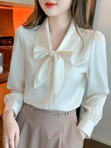 Women's Blouses Chiffon Shirts And Elegant Youth Woman Bow Vintage White Shirt Women Korean Women's Clothes Basic Tops