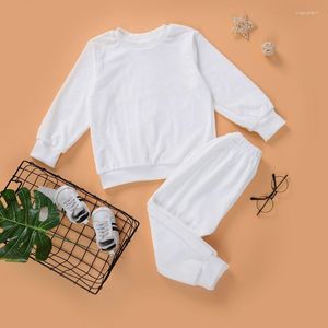 Kläder sätter flickor Pure White Two-Piece kostym Halloween kläder Kids Juldräkt Toddler Pyjamas Boutique Wholesale