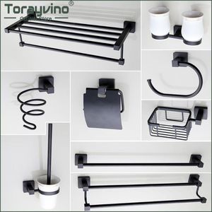 Bath Accessory Set Torayvino Bathroom Accessories Matte Black Hook Towel Rail Bar Shelf Tissue Paper Holder Toothbrush Hardware