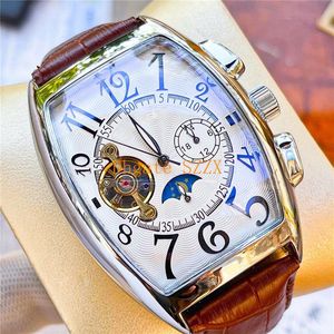 4-menów samozwańczy ruch mechaniczny Watch Tourbillon Data Mens Mechanical Watch Fashion Business Watch Montre Homme de Lux246m