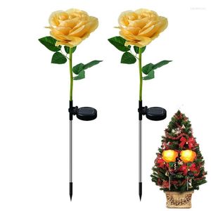 Solar Rose Flower Lights Outdoor Garden Decorations for Patio Pathway Courtyard