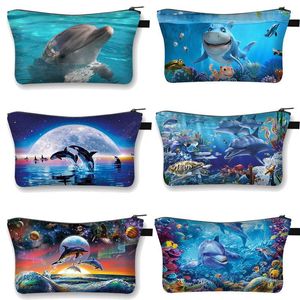 Cosmetic Bags Pattern Printing Bag Marine Animal Makeup Women Travel Female Portable Case Girls Beauty