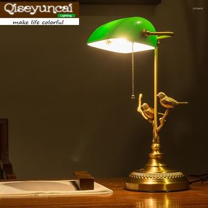 مصابيح الجدول Qiseyuncai 2023 Retro مكتب جميع النحاس مصباح الرياح الصناعية LED LED LEVE LAMP.