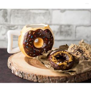 Muggar Creative Donut Cup Ceramic Bread Mug Biscuit Milk Coffee Tea Art Handmiterad glas Kontor Party Partic Gift
