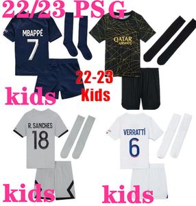 2022 2023 PSGs soccer jerseys MBAPPE Maillots football shirt 22 23 PSGs kids kit set with socks uniform enfants maillot de foot