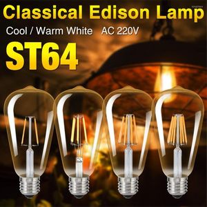 Antik ST64 LED E27 BULB RETRO LAMP BOMBILLAS 220V 4W 8W 12W 16W Glass Gold Edison Light Vintage Filament glödlampor Heminredning