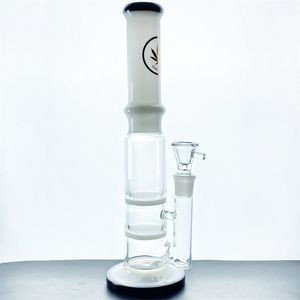 Nowa szklana rura dymowa szklana szklana rura wodna, logo liściowe podwójnie warstwy plastra miodu Perc, 12 cali wysokości (GB-200)