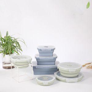 Storage Bottles & Jars Rangement Cuisine Folding Bowl Portable Kitchen Box Outdoor Silicone Lunch Microwave Oven Bento Organizer