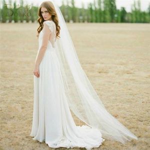 Bridal Veils BOAKO One Layer Women Wedding Veil With Comb 2M Long Lace Edge Cathedral Accessories Velos De Novia Voile Mariee