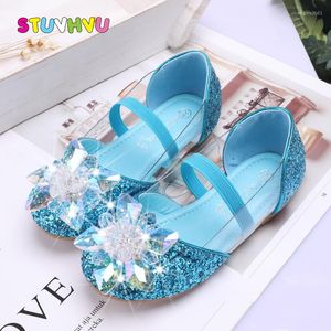 Athletic Shoes Girls Princess Children Crystal Sequin Leather Dance Party Wedding For Kids Flats Silver Blue Gold Pink