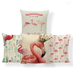 Pillow Pink Flamingo Case Crown Feather Leaf Print Letter Geometry Decoration Yellow Blue Background Bedroom Sofa Cover