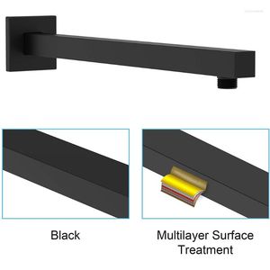 Acessório de banho Conjunto de chuveiro Braço de extensão de 16 polegadas extensor de comprimento com flange de chuva fixa preto