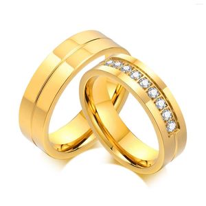 Pierścionki ślubne Cubic Zirkonia Ring pary 18 -karatowe złoto obiecane engament dla kobiet miłośników prezent