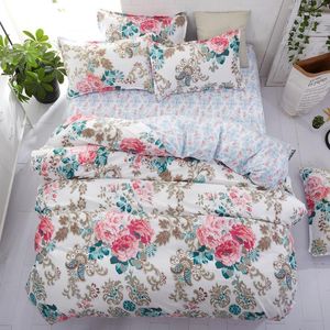 Bedding Sets Home Flower Conjunto de Flores de 3/4pcs Capa de Duvet de Linho de Verão