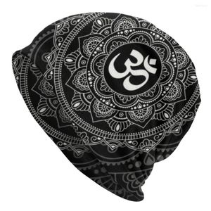 Beretti om mandala teschi berretti berretti berretti unisex inverno cappello a maglia calda a maglia buddismo adulto di teditazione yoga cappelli da sci per cofano per esterni