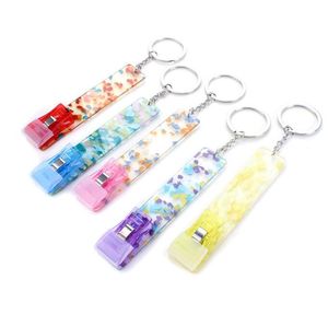 Credit Card Puller Cartoon Pattern Card Grabber Keychain Long Nails Acrylic ATM Card for Key Chains Pendant Accessories