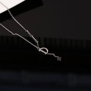Catene in acciaio inossidabile catena clavicola lettera blocco collana ciondolo titanio geometria hip hop gioielli da donna