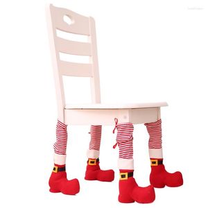 Christmas Decorations 1 Pcs Chirstmas Creative Table Foot Home Stool Leg Protective El Striped Santa Cartoon Ornaments