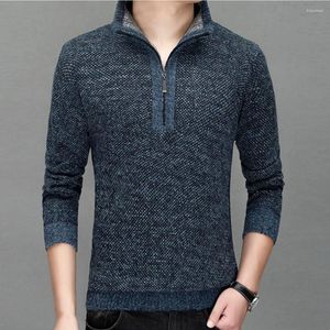 Suéteres masculinos Men tricotando o pullover solto Mantenha o encaixe relaxado e o vento arborizado, com base em suéter forrado de água, capota