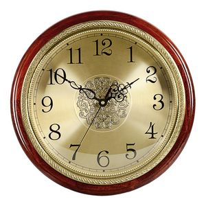 Wall Clocks Nordic Clock Wood Pure Copper Living Room Decoration Watches Home Decor Mute Modern Metal Frame Kitchen