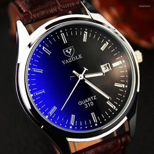 Нарученные часы Yazole Top Brand Blu-Ray Uitra-Thin Glass Men смотрят многофункциональный календарь светящиеся военные наручные часы Erkek Kol Saati
